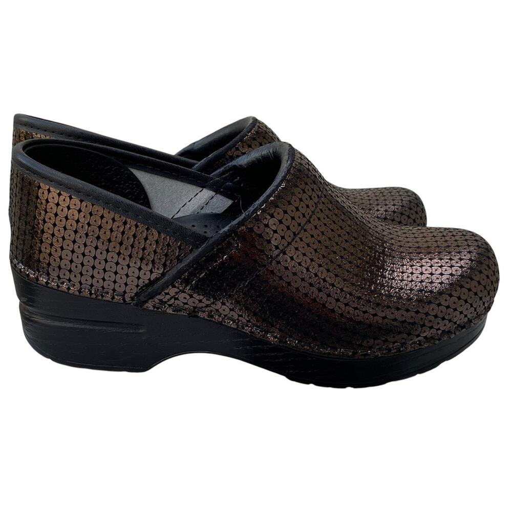 Dansko Professional Clogs EU 35 US 5 Metallic Bronze Sequined Nurse Comfort Shoe - Picture 3 of 15